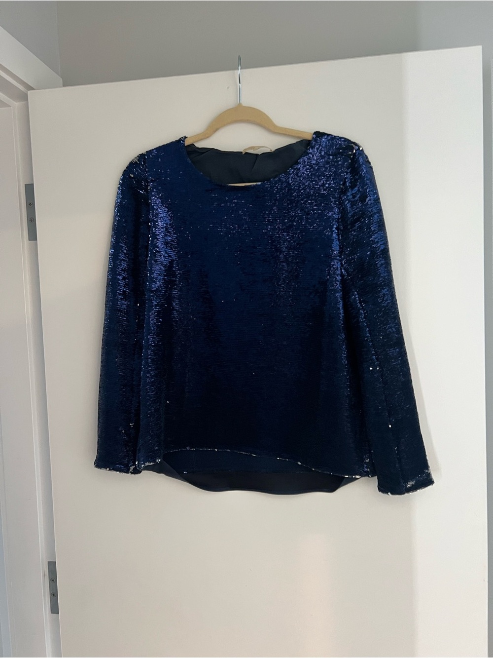 Maje Royal Blue Reversible Sequin Long Sleeve Top Size 2 / US 6